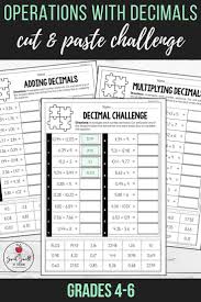 Operations With Decimals Differentiated Worksheets Decimals Subtracting Decimals Activity Math Centers Middle School