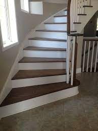 Oak Staircase White Risers Spindles Pickets Floor Installation House Flooring