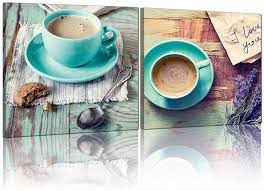 1936 x 1288 jpeg 263 кб. Amazon Com Tonzom Modern Canvas Art Coffee Cup Canvas Prints Wall Art Decor Framed 2 Panel Wall Art Painting The Photo Print On Canvas Food Pictures For Kitchen Decor Decoration Gift 12in H X