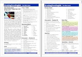 Efl/esl graded news lessons, news in 7 levels, current events. Breaking News English 2 Page Mini Lesson Happiness