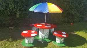 Toadstool Table And Chairs Gardening For Kids Diy Playground Backyard For Kids