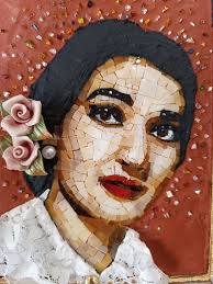 Mosaic Portrait Opera Diva Maria Callas, Handmade in Italy. Contemporary  Art Mosaic