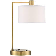 colby antique brass desk lamp with outlet and usb port 79p28 lamps plus in 2021 brass desk lamp desk lamp modern desk lamp