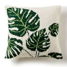 Bernat Tropical Leaf Knit Pillow Pattern Yarnspirations Crochet Cushion Cover Intarsia Knitting Crochet Cushions