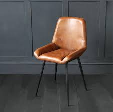 Brooklyn Dining Chair Tan Buffalo Leather Seat With Black Metal Base In 2020 Leather Dining Chairs Tanned Leather Dining Chairs Dining Chairs
