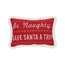 C&F Home Red Mini Be Naughty Save Santa A Trip Christmas Throw Pillow  C86044044 - The Home Depot