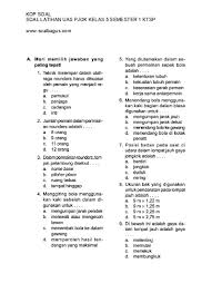 Buku pendidikan jasmani olahraga dan kesehatan kelas 5 sd. Soal Uas Pjok Kelas 5 Semester 1