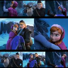 Another Great Scene With Anna And Kristoff I Like How Anna S Bubbly Personality Contrasts Against Kristoff S In This Scene Disney Love Scene Cute Princess