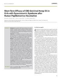 We did not find results for: Pdf Short Term Efficacy Of Cbd Enriched Hemp Oil In Girls With Dysautonomic Syndrome After Human Papillomavirus Vaccination