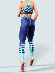 Wave Leggings Sea Printed Tights Ocean Pattern Blue Yoga Etsy Blue Yoga Pants Active Wear For Women Sport Outfits