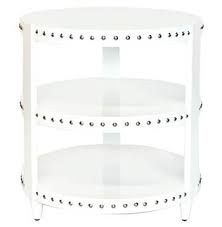 Talia Hollywood Regency White Lacquer Studded Side Table In 2020 White Side Tables Contemporary Accent Tables Round Side Table