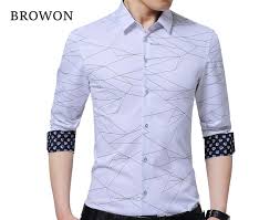 Browon Luxury Brand Mens Dress Shirts Men Shirt Long Sleeve Geometric Print Party Shirt Handsome Fashion Blouse In 2020 Mens Shirt Dress Shirt Dress Long Sleeve Shirts