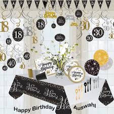 Complete Party Sets Kits Geburtstag In Gold Schwarz Silber Happy Birthday Feier Deko Party Dekoration 18 Home Garden
