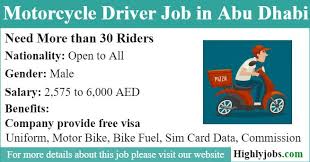 Motorcycle Driver Job Offer In Abu Dhabi Driver Job Abu Dhabi Job