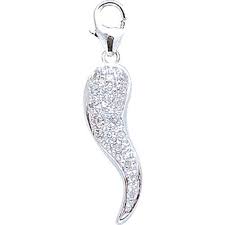 14k White Gold Diamond Italian Horn Charm Italian Horn White Gold Diamonds Stylish Jewelry