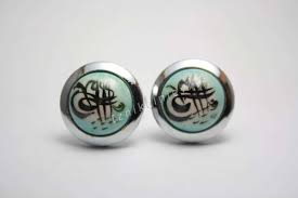 turkuaz zemin bahar desenli iznik cini kol dugmesi kol dugmesi turkuaz kol dugmeleri