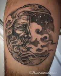 Old Man In The Moon From Last Week Thanks For Trusting Me With Your Project Jf Tattoo Tattoos Mtl M Tattoos With Kids Names Moon Tattoo Designs Tattoos