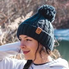 Sally Cable Knitted Beanie Hat With Bobble ZH263 NAVY SALE PRICE