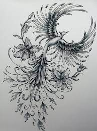 Maybe you would like to learn more about one of these? Grey Ink Girly Phoenix With Flowers Tattoo Design Tattoos Phoenix Tattoo Phoenix Tattoo Design