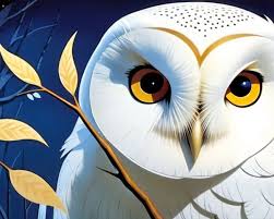Close-up Illustration of a White Owl