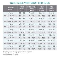 free download drop and tuck quilt sizes chart quilt sizes