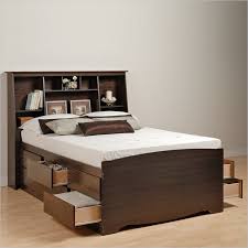 Soft platform bed with assemble headboard with sponge filling, easy to assemble with wooden slat support. Prepac Manhattan Tall Queen Bookcase Platform Storage Bed In Espresso Finish Bed With Drawers Underneath Bed Frame With Storage Beds For Small Spaces