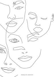 Black And White Face Drawing One Line Girl Faces Printable Fine One Line Print Black White Artwork Fashion Poster Original Minimalist Woman Modern Luxury Decor Beauty Art Black And White Artwork Fashion Poster Line Art Drawings
