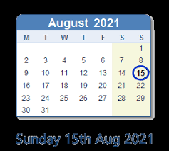 Human beings are social creatures and have. August 15 2021 Calendar With Holiday Info And Count Down Ind