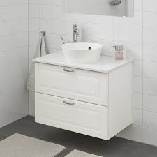 Add style and functionality to your bathroom with a bathroom vanity. Godmorgon Tolken Kattevik Bathroom Vanity Kasjon White Marble Effect Voxnan Faucet Ikea