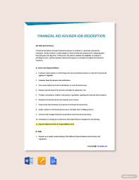 What are you waiting for? Financial Aid Advisor Job Ad Description Template Free Pdf Google Docs Word Template Net Job Ads Financial Aid Job Description Template