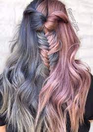 en 2017 a deux tons split couleurs de cheveux haar styling haare grune haare