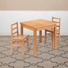 kids natural solid wood table and chair