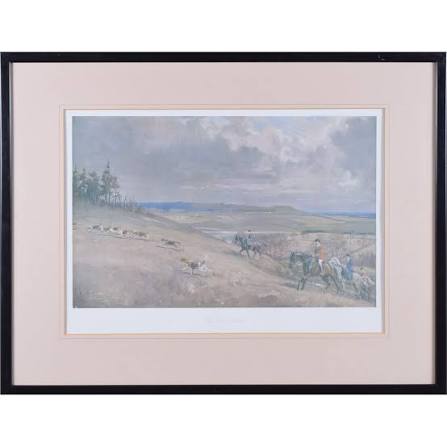 Fox Hunt Lithograph Bombay Company English Style Fox Hunt Art Print, Framed