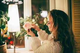 Choose from a curated selection of flower wallpapers for your mobile and desktop screens. Hd Wallpaper Smiling Woman Flower Pick Rose Elegant Pose Lamo Light Wallpaper Flare