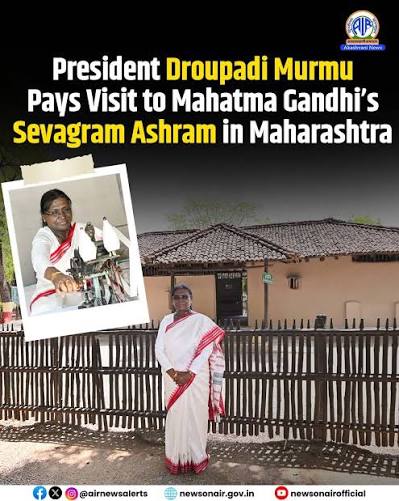 President #DroupadiMurmu visits Sevagram Ashram, the residence of Mahatma Gandhi in the Wardha district, Maharashtra.