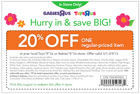 20 Off A Single Item At Toys R Us Babies R Us Coupon Via The Coupons App Free Printable Coupons Printable Coupons Babies R Us