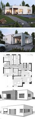 Bungalow Haus Modern Minimalistisch Mit Flachdach Architektur Grundriss 140 Qm Winkelbungalow Bauen Ideen Elk B Architektur Architektur Haus Haus Bungalow