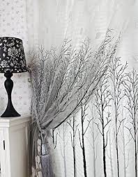 Elleweideco Modern Tree Branch White Sheer Green Pink Grey Window Curtains Drape Panel 95 84 63 Brown Green 52wx Curtains Drapes Curtains Drape Panel