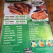 Harga makanan di bebek gong di kota malang ini cukup murah jika dibandingkan dengan kenikmatan rasa cabang : Menu Bebek Goreng Haji Slamet Malang Nusagates