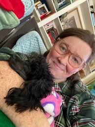 Old lady dog grooming and styling