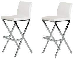Millsave 4 modern adjustable counter swivel pub style bar stools/barstools white. Dean Modern White Leatherette Bar Stool Set Of 2 Contemporary Bar Stools And Counter Stools By Vig Furniture Inc Houzz