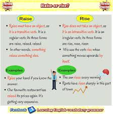 The Difference Between Rise And Raise With Examples Learn English Learn English Vocabulary English Lessons