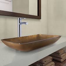 Be bold and stand out from the crowd with this stunning rectangular model made of highest quality copper. Vigo Rectangular Copper Glass Vessel Bathroom Sink And Milo Faucet Set In Chrome Finish