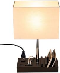 Amazon Com Usb Table Lamp Briever Multi Functional Desk Lamp With 3 Usb Charging Ports And Phone Charge Dock B In 2020 Bedside Desk Lamps Table Lamp Nightstand Lamp