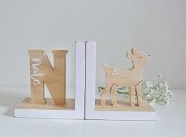 Personalised Inital Fox Bookends Rainbow Wood Pallet Crafts Bookends