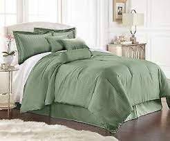 Ralph lauren charlotte twin comforter sage green floral. 7 Piece Solid Sage Green Embossed Dobby Stripe Comforter Set Ebay