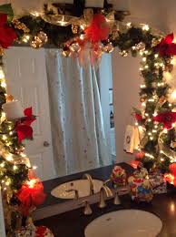 Christmas Decorations Around Bathroom Mirror Christmas Decorations Apartment Indoor Christmas Decorations Christmas Bathroom Decor