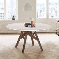 Venus 54 Round Mid Century Modern White Marble Dining Table With Walnut Wood Legs Walmart Com In 2020 Round Marble Dining Table Dining Table Marble Marble Dining