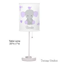 Nursery Table Lamp Baby Girl Purple Elephant Bird Night Light Etsy In 2020 Elephant Nursery Decor Baby Girl Purple Nursery Lamp Girl