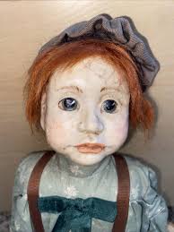 Rare Handmade Sculpted Resin Boy Doll by Anna Moncrief 24" Shelf Sitter 1989